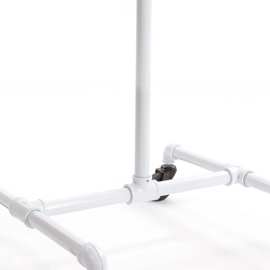 Econoco Pipeline Double Sided Boutique Rolling Rack, Adjustable Height, Heavy Duty Clothing Display with Wheels, Retail Garment Rack