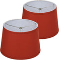 FenchelShades.com Set of 2 Lampshades 10' Top Diameter x 12' Bottom Diameter x 8' Slant Height with Washer (Spider) Attachment for Lamps with a Harp (Linen Paprika)