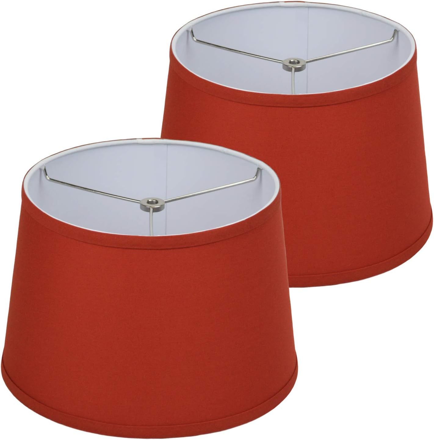 FenchelShades.com Set of 2 Lampshades 10' Top Diameter x 12' Bottom Diameter x 8' Slant Height with Washer (Spider) Attachment for Lamps with a Harp (Linen Paprika)