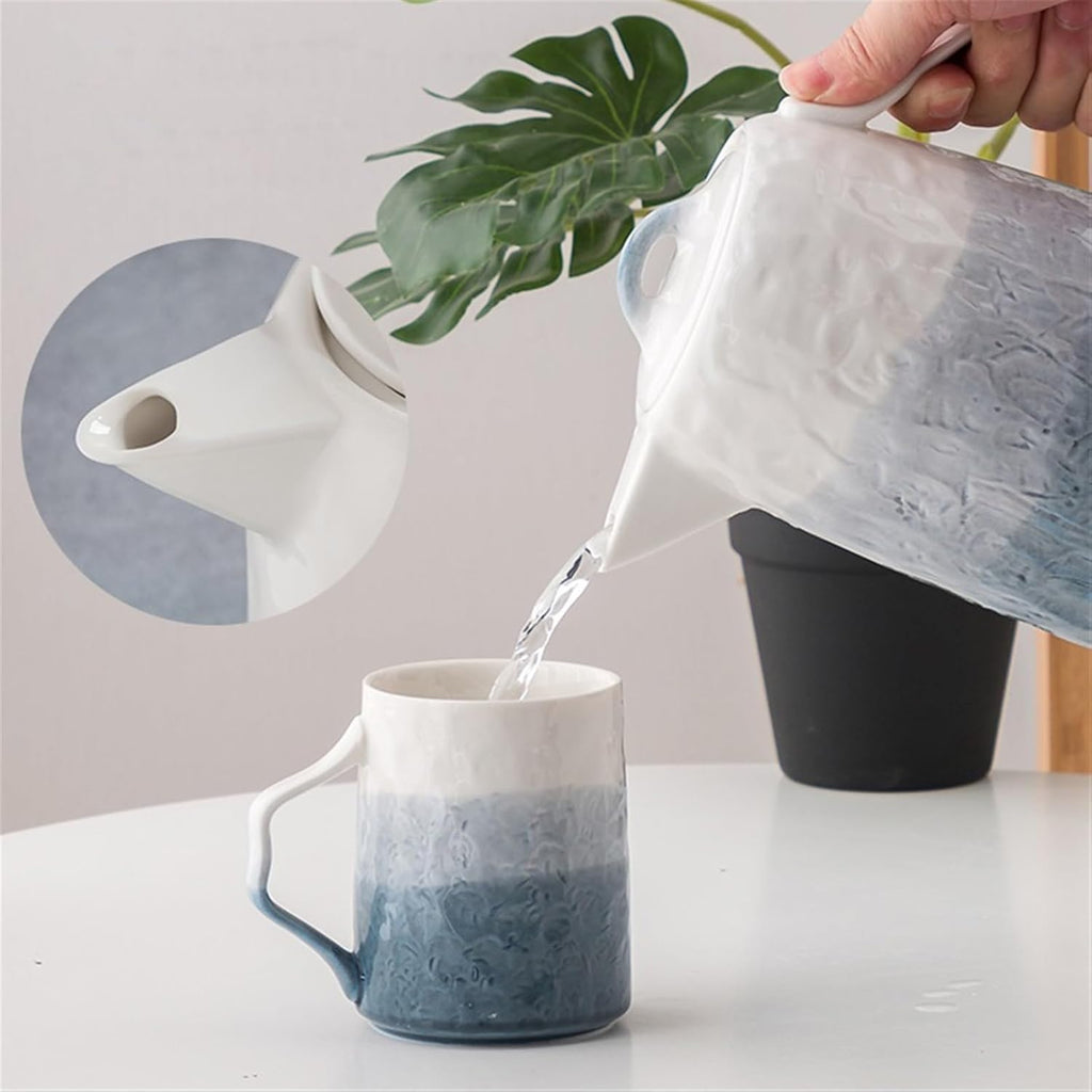 Beverage Serveware Cup set household 6-cup water cup tray stainless steel rack large-capacity cold water bottle ceramic water set Water Carafe