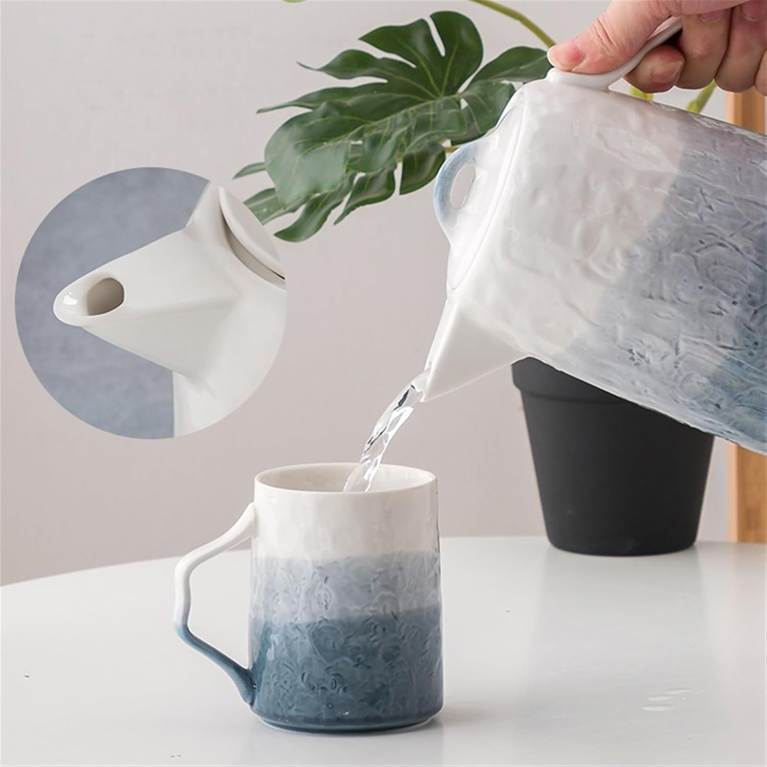 Beverage Serveware Cup set household 6-cup water cup tray stainless steel rack large-capacity cold water bottle ceramic water set Water Carafe