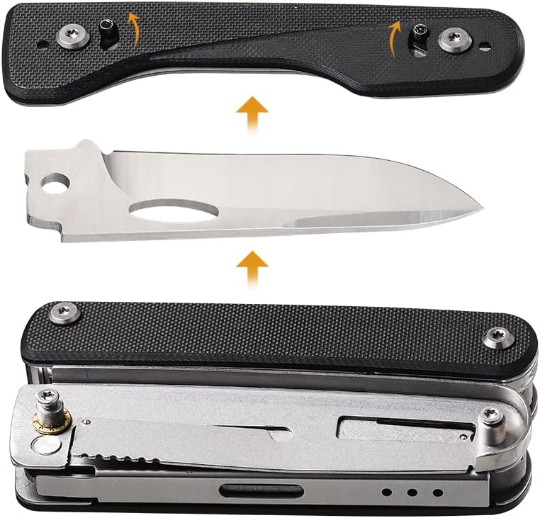 ROXON Flex Titan S805G Multi tool with full size scissors Modular Design and Customizable Tool (Replaceable knife and accessory) 16 tools for Outdoor & Camping