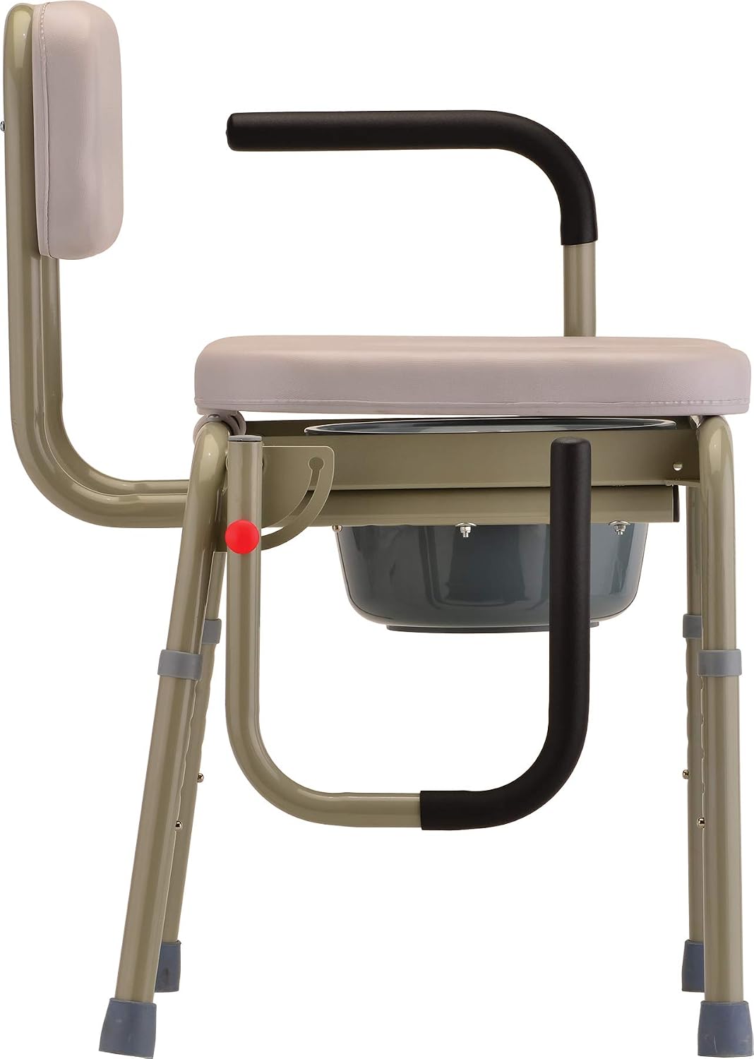 NOVA Medical Products Drop Arm Commode with Padded Seat and Back, Drop Down Arms for Easy Transfer, Stand Alone Bed Side Commode and Over The Toilet Commode, Comes with Bucket, Lid and Slash Guard Gray 1 Count