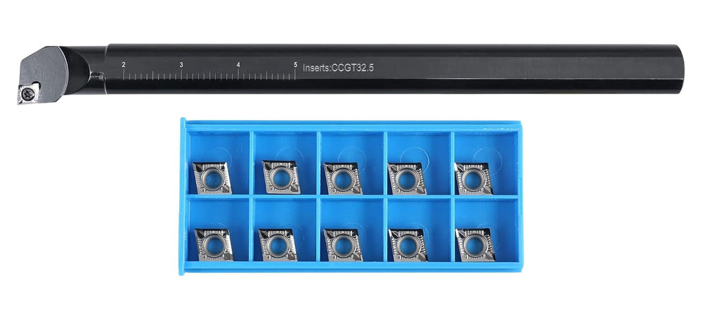 Accusize Industrial Tools 1'' by 12'' Rh Sclcr Indexable Boring Bar with Inserts Cutting Aluminum, P252-S507ins