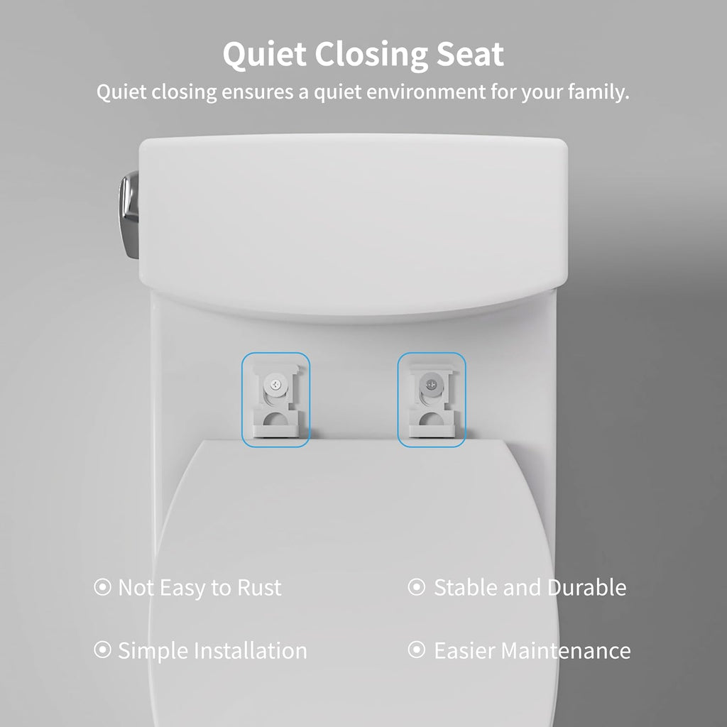 KE KING One Piece Toilet with Powerful Flush, Compact Toilet Elongated Side Lever Flush 1.28 GPF, Sleek Design White Toilet Bowl, MAP Score 1000g, 12'' Rough-in, Certified Quality