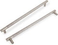 6 Pack Brushed Satin Nickel Cabinet Handles 11.3 Inch Knurled Kitchen Drawer Pulls Modern Cabinet Door Hardware for Cupboards & Dressers Stylish Silver Finish