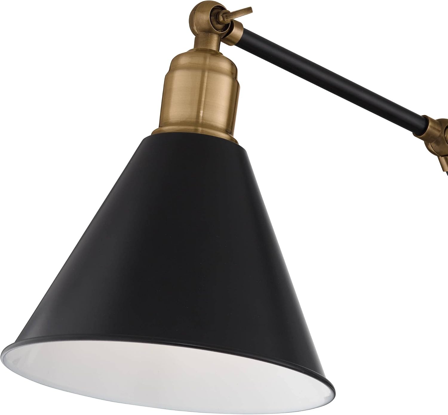 360 Lighting Wray Modern Wall Lamps Set of 2 Rich Black Brass Hardwired 7 1/4' Fixture Adjustable Arm Metal Cone Shade for Bedroom Bathroom Vanity House Reading Living Room Home Hallway
