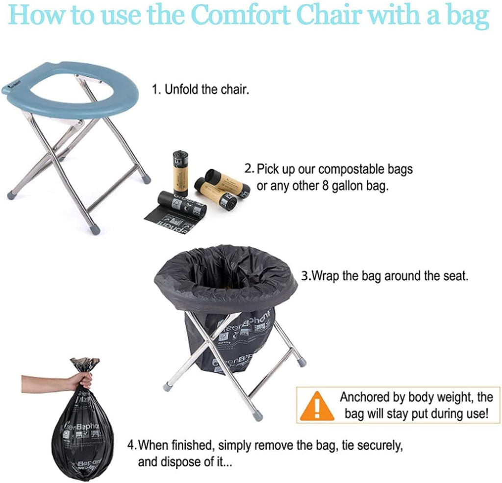 Portable Toilet Seat – Compact Lightweight Indoor & Outdoor Commode – Heavy-Duty Stainless-Steel Chair is Durable & Convenient for Camping, Travel & Emergency