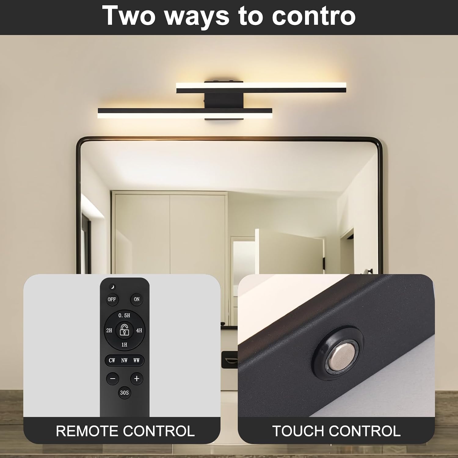 Modern Battery Operated Wall Sconce Set of 2,Dimmable Rechargeable Indoor Led Wall Sconce Lighting,Black Wireless Wall Lamps with Remote Control for Living Room Bedroom Bathroom Hallway