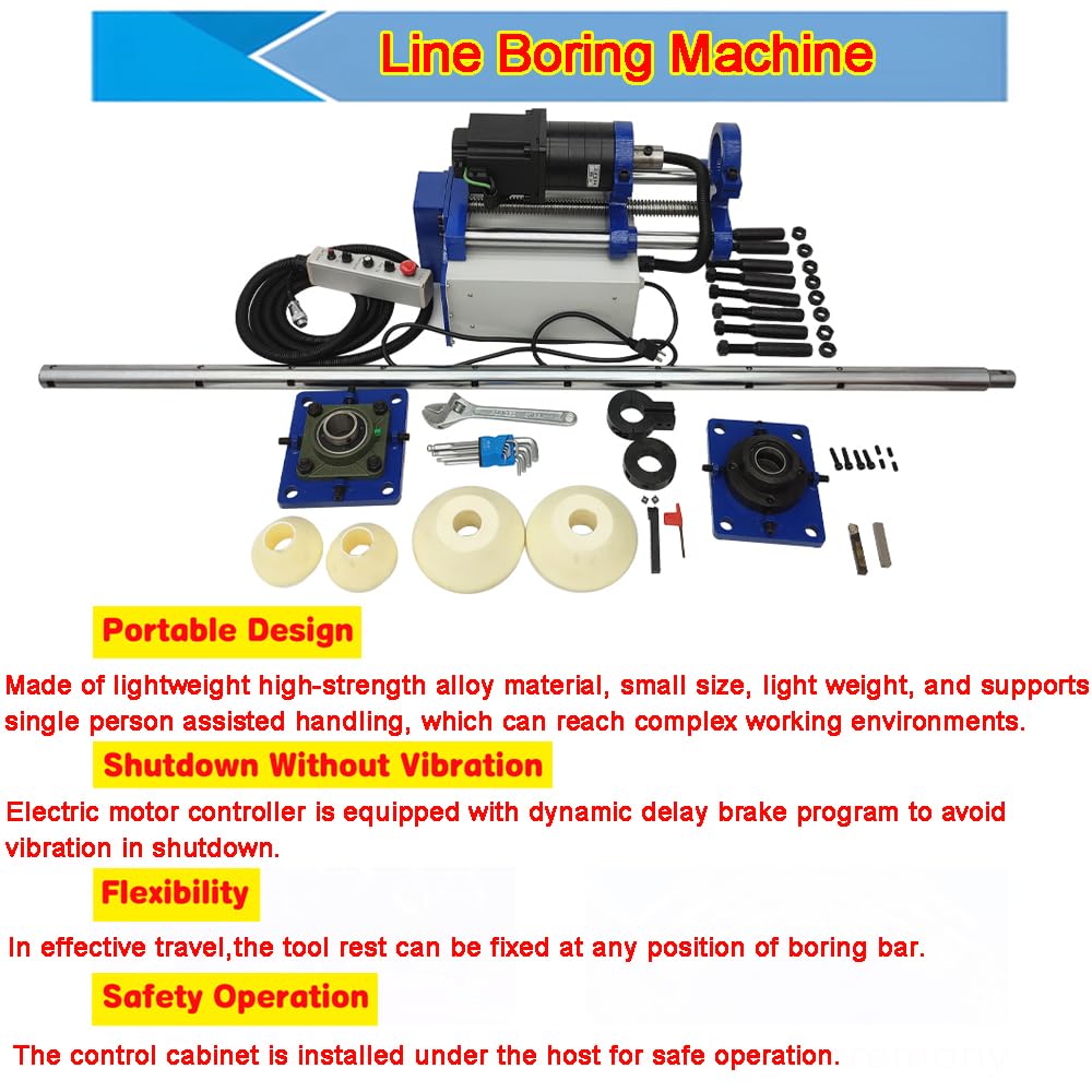 Portable Line Boring Machine, 110V Hole Drilling Machine, 1.77'-6.3' Bore Diameter, 5.2' x 1.57' Bar, Handle Control Professional Boring Equipment