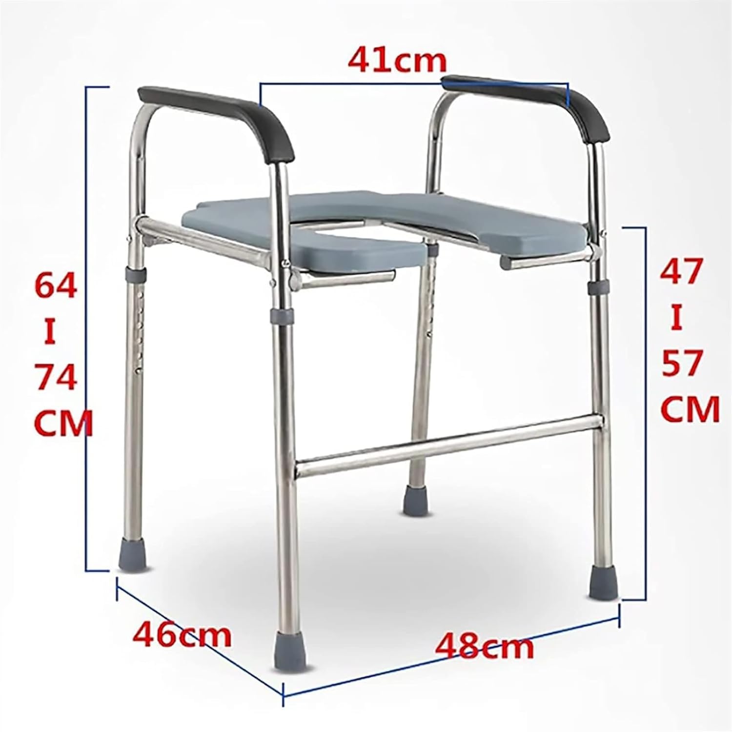 Bedside Commode,Toilet Seat with Handles Folding Commode Chair Stainless Steel with arms Lightweight Camp Toilet seat Perfect for Trips