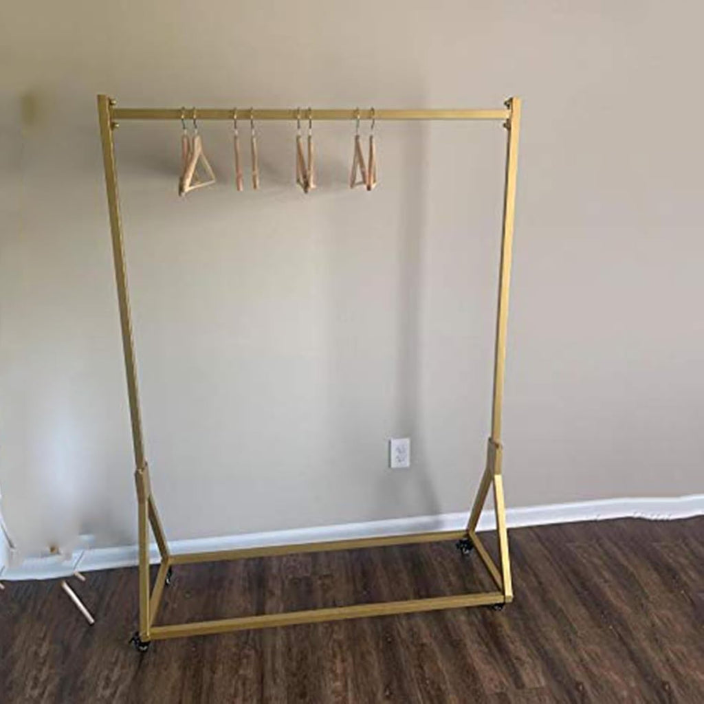 Simple Heavy Duty Metal Rolling Garment Rack with Wheel, Wrought Iron Single Rod Floor-Standing Display Hangers, Retail Garment Coat Organizer,100 * 40 * 135cm