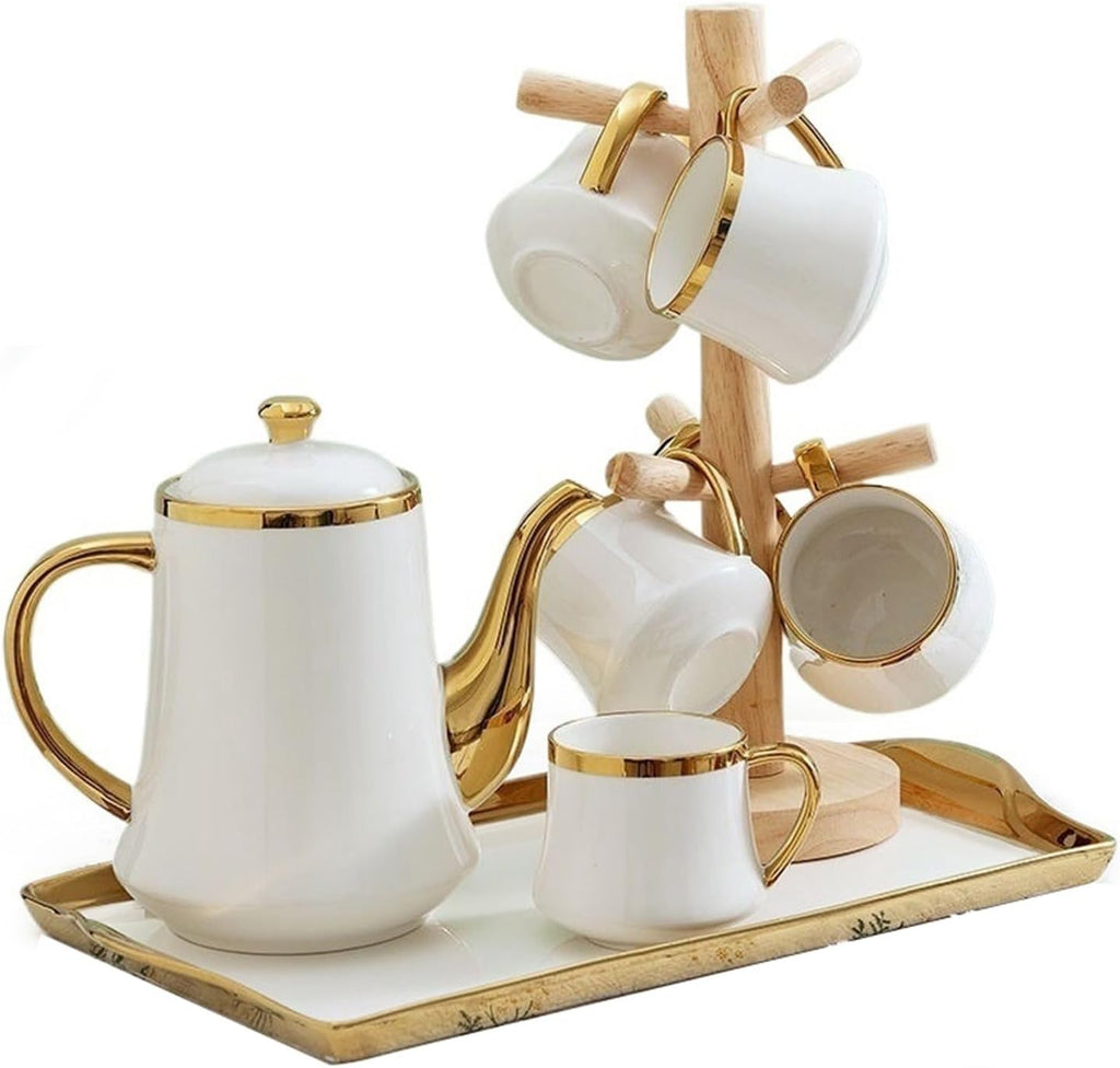 Beverage Serveware Teapot set ceramic simple afternoon tea flower teapot living room household cup European style water cup with cup holder Water Carafe