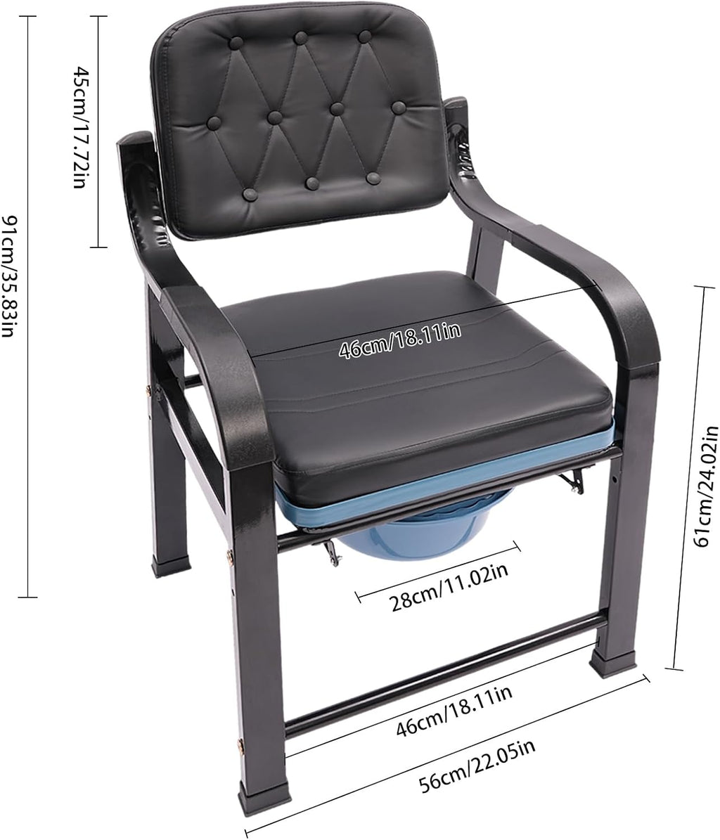 Bedside Commode Chair for Elderly, Versatile 3 in 1 Shower Chair with Arms and Back, Bedside Commode for Toilet, Raised Toilet Seat with Removable Commode, Height Adjustable, up to 551 lbs