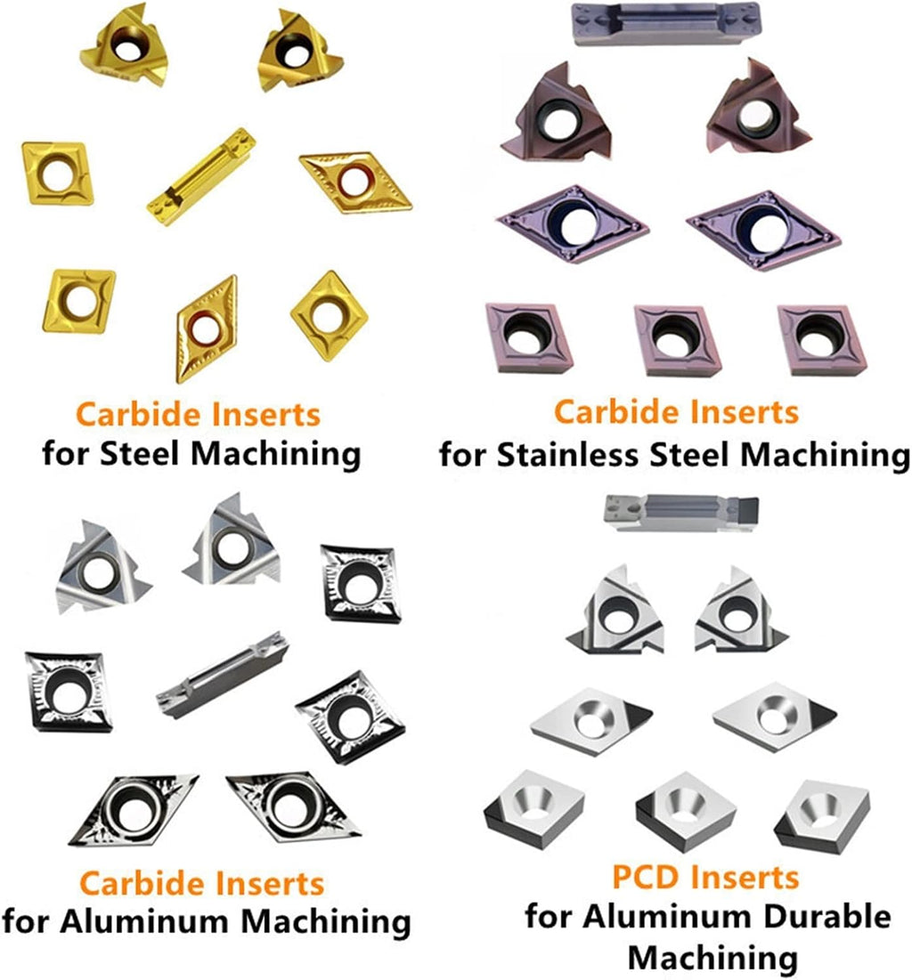 8Sets of 10MM CNC Lathe Turning Tool Holder Boring Bar with Applicable Inserts and Wrenches Set for Turning Threading(8Sets for Aluminum)