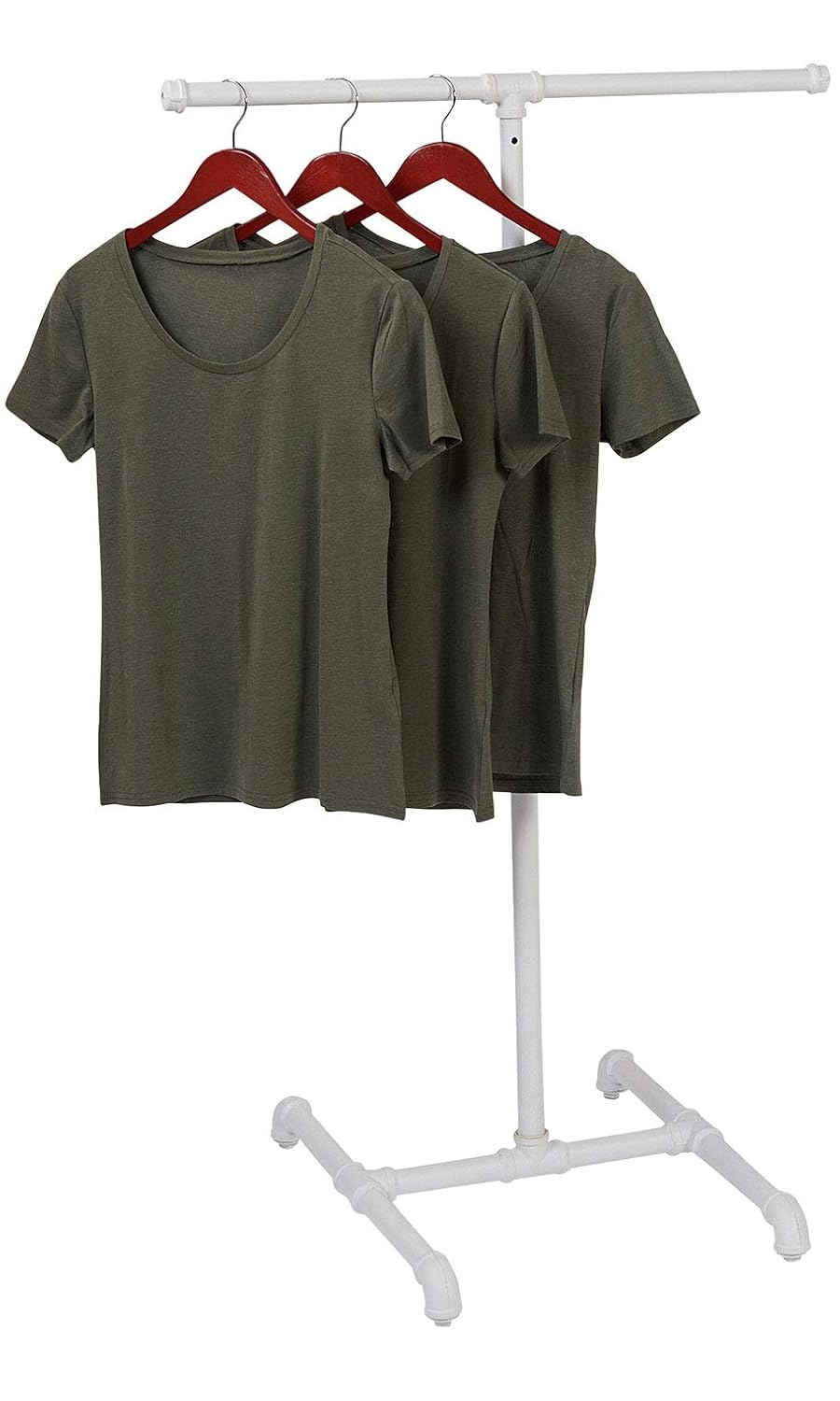SSWBasics Boutique White Pipe 2-Way Clothing Rack with Straight Arms - 48'-72'H x 18½' x 24½'W