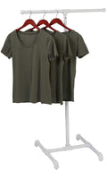 SSWBasics Boutique White Pipe 2-Way Clothing Rack with Straight Arms - 48'-72'H x 18½' x 24½'W
