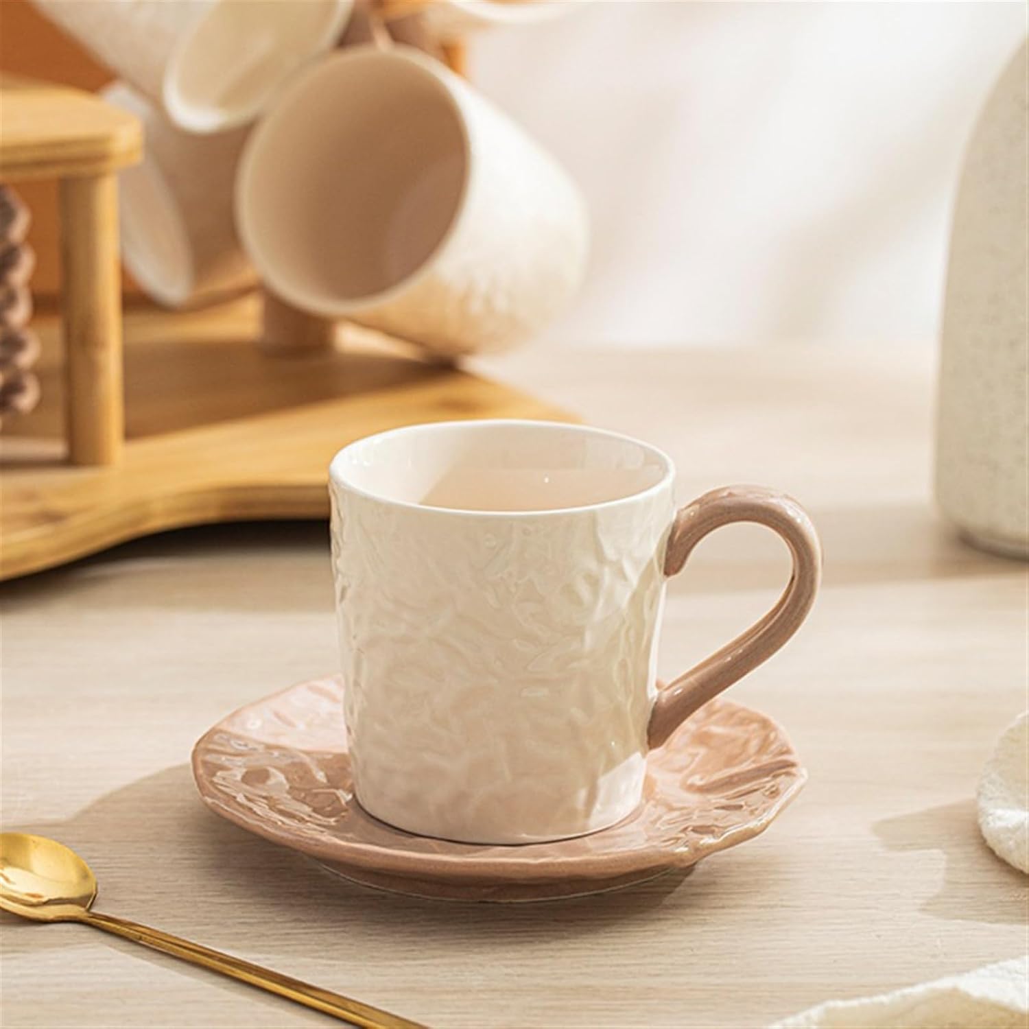 Beverage Serveware Ceramic water cup water set gift box tea cup tea set living room cold kettle flower tea set home coffee set Water Carafe(White)