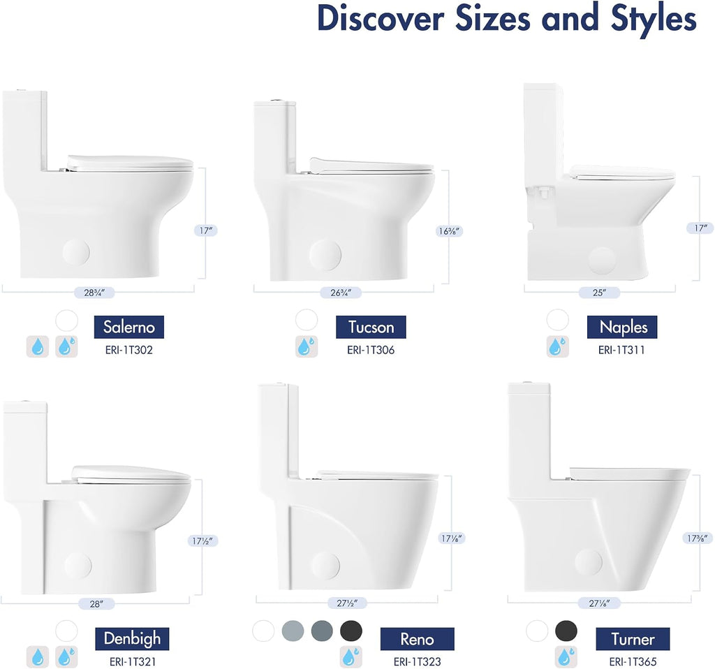 Eridanus Compact One Piece Toilet with Comfort Chair Seat ADA Height 17', Powerful Dual Flush Modern Toilet, 1.1/1.6 GPF, 12' Rough-In, Rimless Bowl with Soft Closing Seat, White
