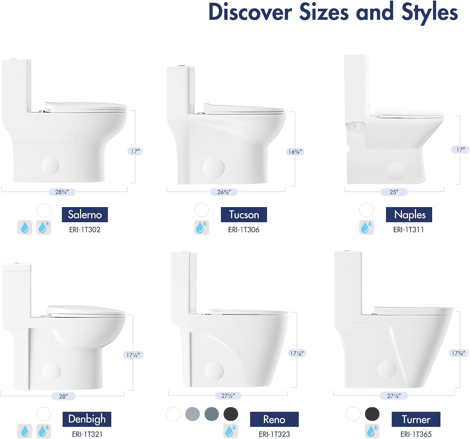 Eridanus Compact One Piece Toilet with Comfort Chair Seat ADA Height 17', Powerful Dual Flush Modern Toilet, 1.1/1.6 GPF, 12' Rough-In, Rimless Bowl with Soft Closing Seat, White