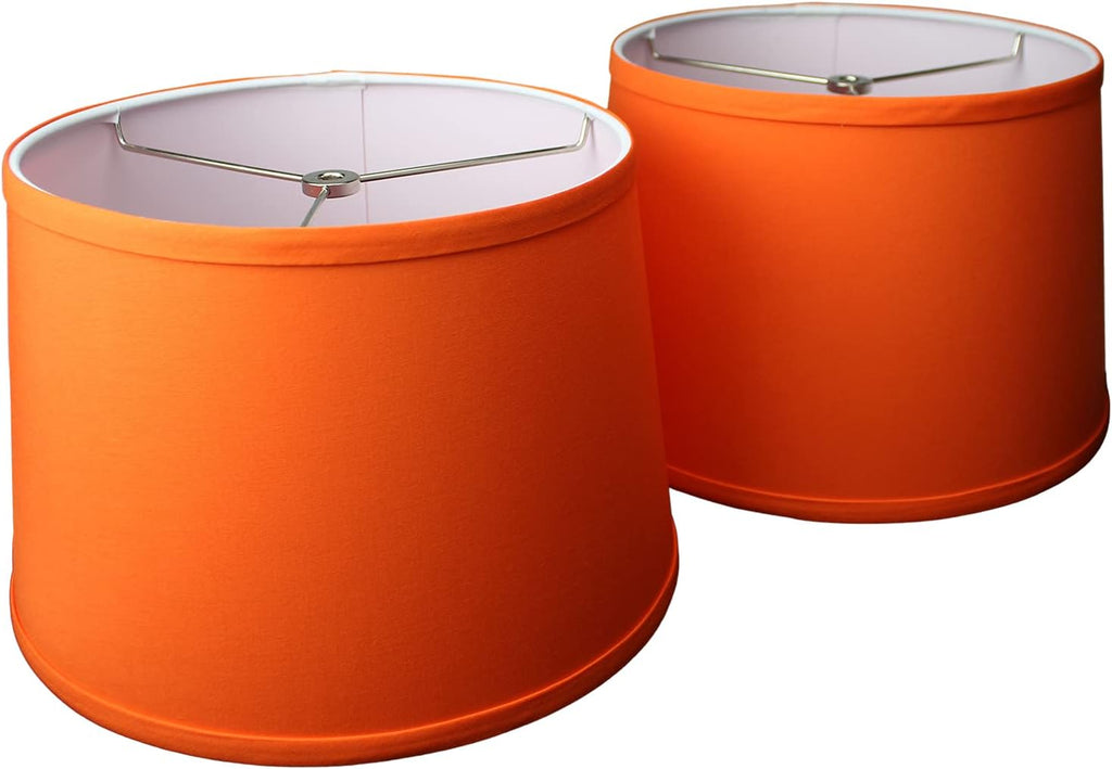 FenchelShades.com Set of 2 Lampshades 10' Top Diameter x 12' Bottom Diameter x 8' Slant Height with Washer (Spider) Attachment. Attaches to Lamps with an existing Harp -not included (Linen Carrot)