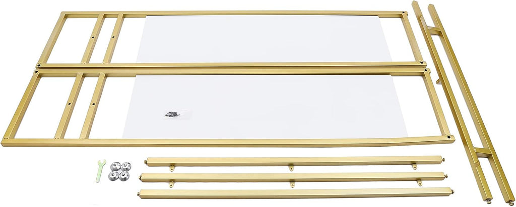 Clothes Rack, Freestanding Metal Garment Rack with Adjustable Foot Pads, Gold Clothes Clothing Display Stand Closet Organizer for Bedrooms Laundry Living Dance Rooms Clothing Retail Stores Etc
