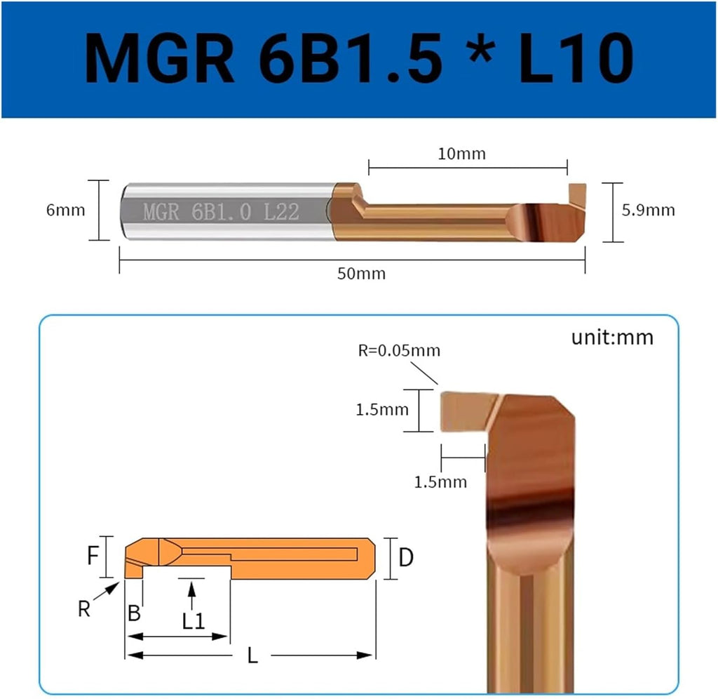 Small Boring Tool MGR Miniature Grooving Boring Cutter Integral Carbide Internal Tools CNC Small Hole Turning Lathe Tools Bar 4mm 6mm 1pc(10Pcs,MGR 6B1.5 L10)