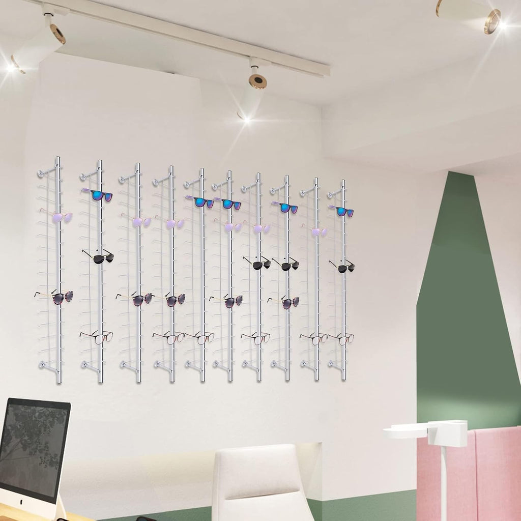 Eyewear Display Sunglass Display Stand Store Retail Display Glasses Holder Stand Sunglasses Display Stand Sunglasses Sunglasses Rack (Wall Riser Display 120 Pairs(With Lock))