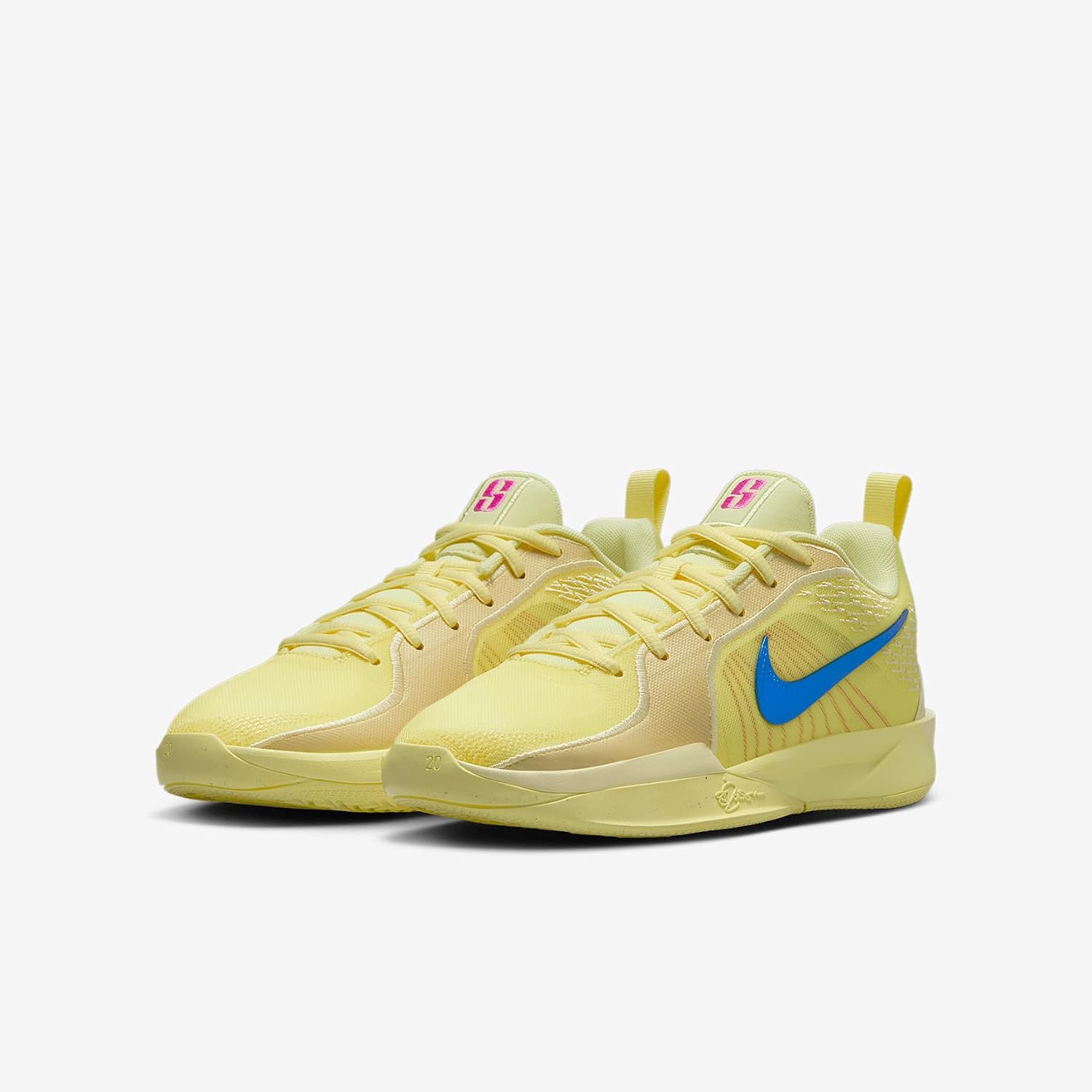 Sabrina 2 'Court Vision Big Kids' Basketball Shoes (FQ7376-800, Citron Tint/Alabaster/Laser Fuchsia/Royal Pulse) Size 7