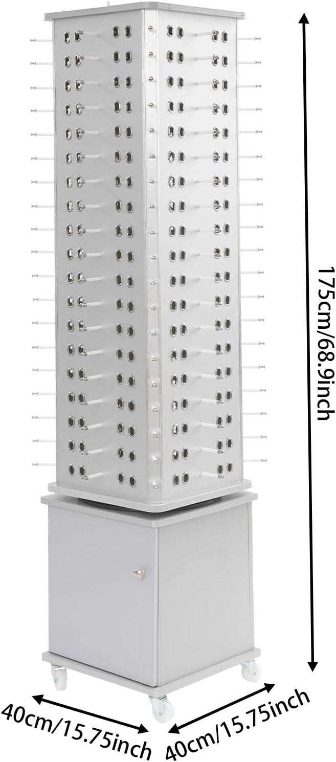 Rotating Sunglass Stand Display Rack, 152 Pairs 4-Sided Eyeglass Retail Display Stand, Floor Standing Eyewear Holder Organizer with Storage Cabinet&Wheels, Rolling Eyeglasses Turning Stand for Store