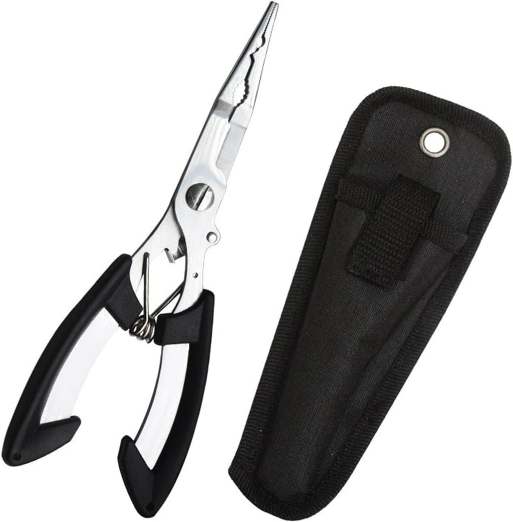 Stainless Steel Fishing Pliers, Fishing Tackle Kit, Fishing Multitool Hook Remover Fishing Gifts for Men (Color : Black)