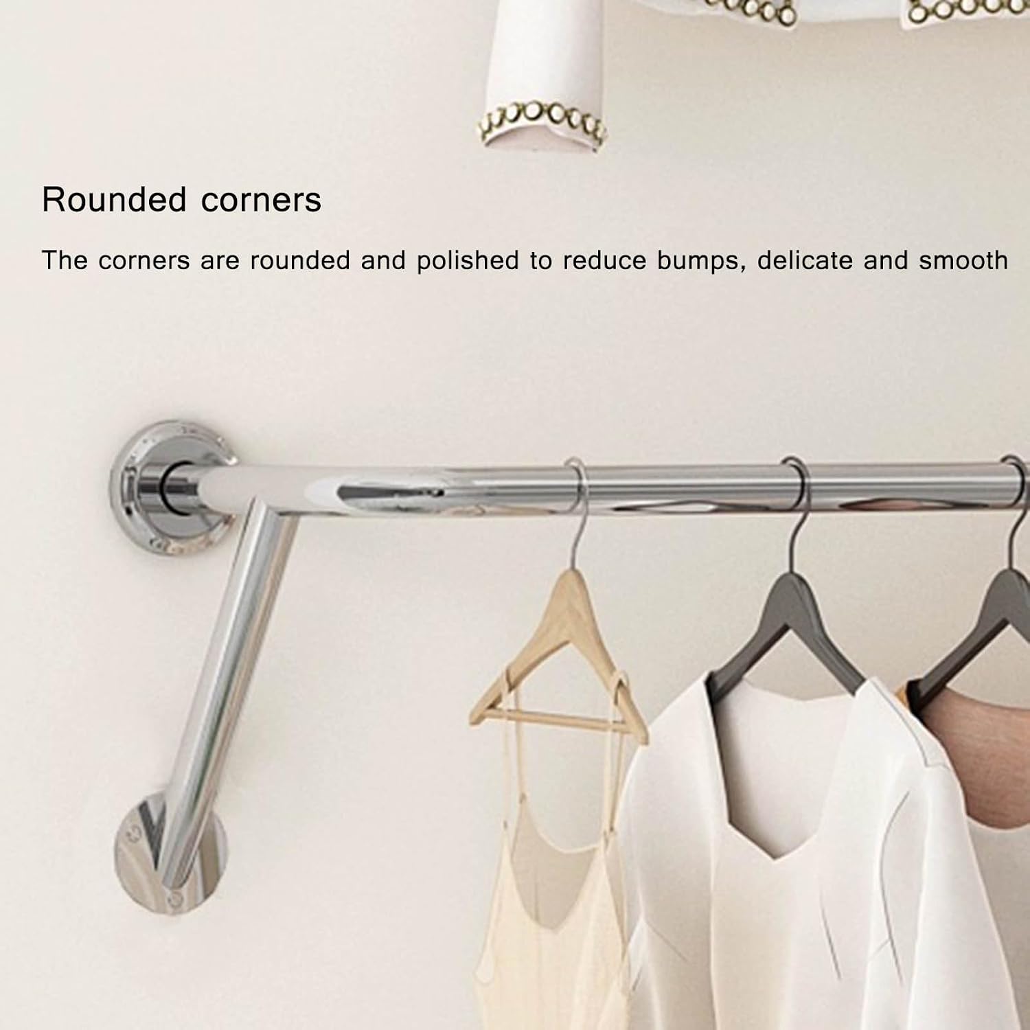 Wall-mounted Clothes Bar Garment Rack,stainless Steel Creative Retail Clothing Display Stand Boutique Commercial Coat Rack,multi-purpose Metal Bedroom Hanging Clothing Rod Home Towel Rack