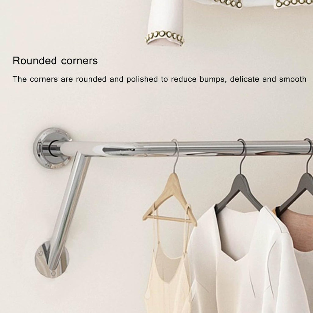 Wall-mounted Clothes Bar Garment Rack,stainless Steel Creative Retail Clothing Display Stand Boutique Commercial Coat Rack,multi-purpose Metal Bedroom Hanging Clothing Rod Home Towel Rack