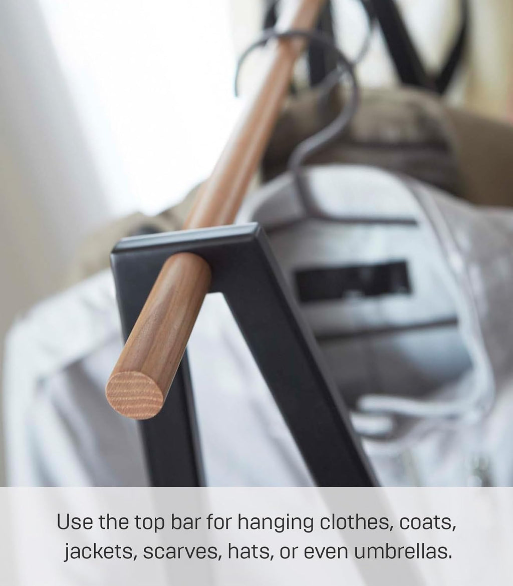 YAMAZAKI Home Tower Freestanding Coat Hanger Clothes Rack With Shelf, 55' - Steel
