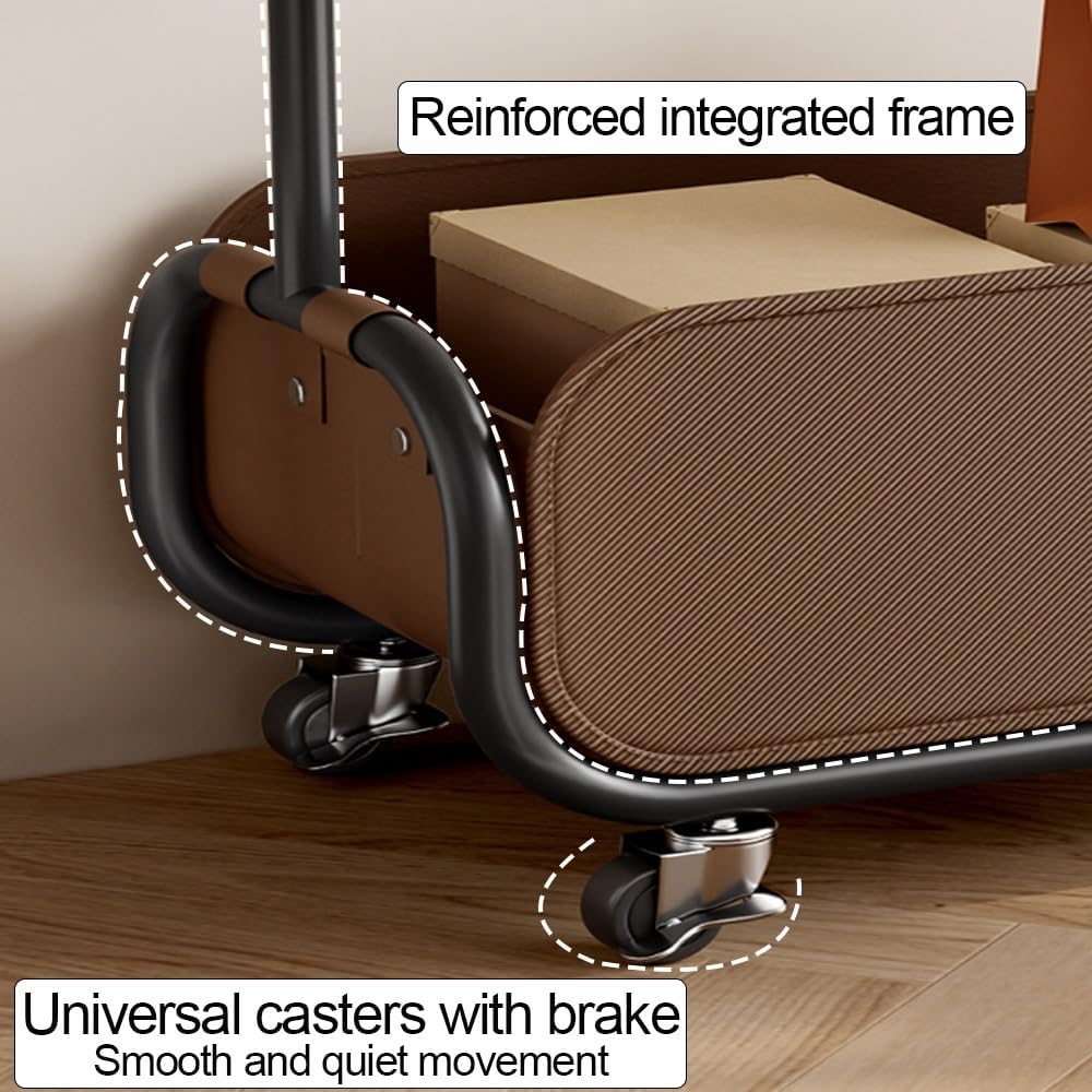 Clothes Rack with Double Rod, Garment Rack with Oxford Cloth Storage Basket, Rolling Laundry Cart, Coat Rack Freestanding with Wheels for Living Room, Bedroom(White,80cm-31.5cm)