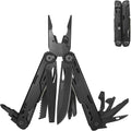 Multitool, 20-in-1 Full-Size, Lightweight EDC, Multi-Purpose Pliers, Pocket Knife, Tactical Gear, Nylon Bag, Tools, Gifts for Guys, Equipment for Emergencies, Hiking, and Outdoor Camping (Black)