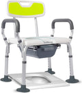 Shower Chair,U-Shaped,Elderly,Heavy Duty,Height Adjustable Commode Seat,for Seniors Disabled Shower Auxiliary,with Arms and Back Bathroom Chair Toilet Seat Elevators Non-Slip (White B)