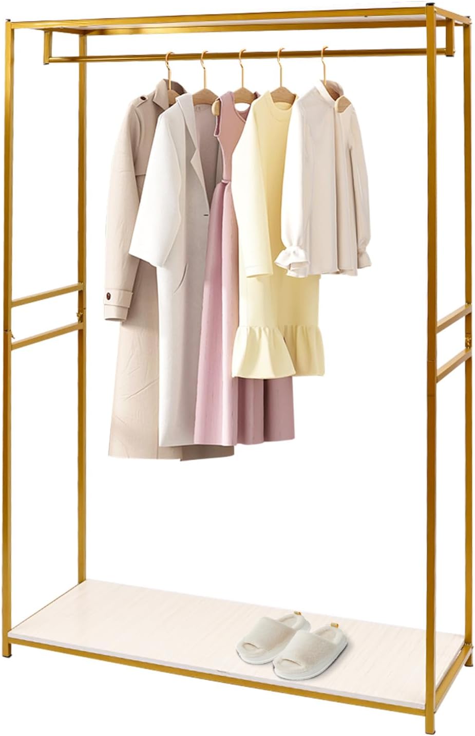 Gold Clothes Rack Heavy Duty Metal Clothing Racks Freestanding Wardrobe Garment Hanger for Hanging Clothes Bedroom Closet Clothes Retail Display Clothing Store