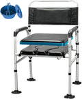 Stand Alone Raised Toilet Seat Heavy Duty Medical Homecare Commode Chair, 5-Gears Height Adjustable Legs, Bathroom Assist Shower Chair for Elderly, Handicap, Disabled