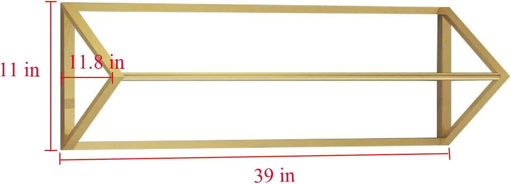 Creative Triangle Display Garment Racks in Boutique Clothing Stores, Wall-Mounted Hanging Clothes Shelf in Home, Towel Racks for Bathroom Storage (Gold, 39' L)