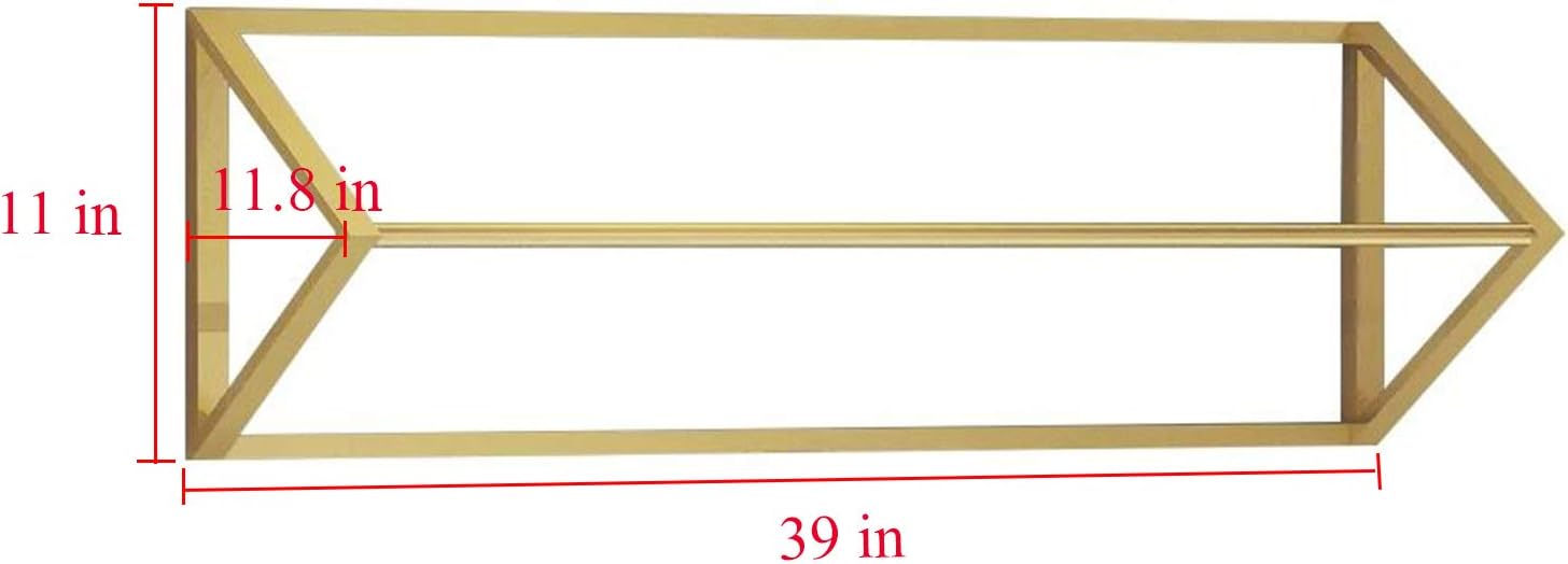 Creative Triangle Display Garment Racks in Boutique Clothing Stores, Wall-Mounted Hanging Clothes Shelf in Home, Towel Racks for Bathroom Storage (Gold, 39' L)