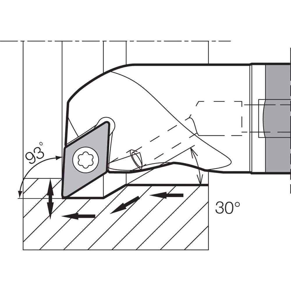 Kyocera E16XSDUCL1123A Left-Hand, Positive Rake, Dynamic Bar Coolant-Through Boring Bar with 3 Degree Lead Angle and 23.00mm Minimum Bore Dia.