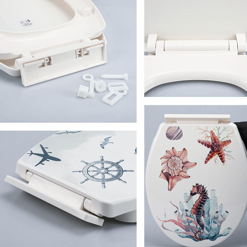 Toilet Seat Toilet Seat with Soft Close, Standard Size Toilet Seat, Oval Loo Seat, Pp Material(Feather)
