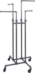 Clothing Rack Econoco - Heavy Duty Pipeline Adjustable, 4 Way Rack, Plumbing Pipe Clothes Rack, Anthracite Grey