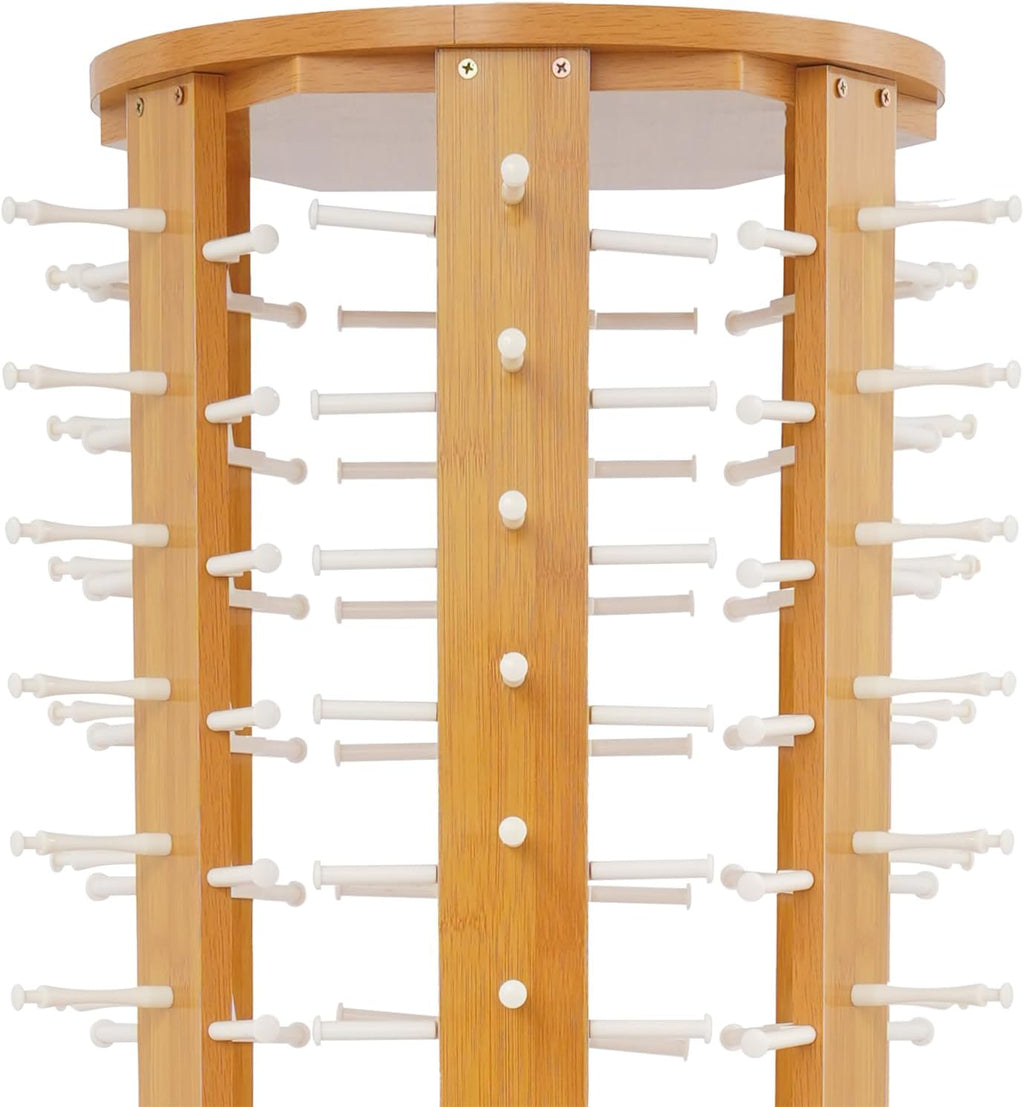 Sunglasses Display Rack, 108 Pairs Glasses Rack, 360° Rotating Eyeglasses Storage Organizer, Floor-standing Eyewear Holder, Glasses Display Stand with Storage Cabinet & Wheels, Wood Color