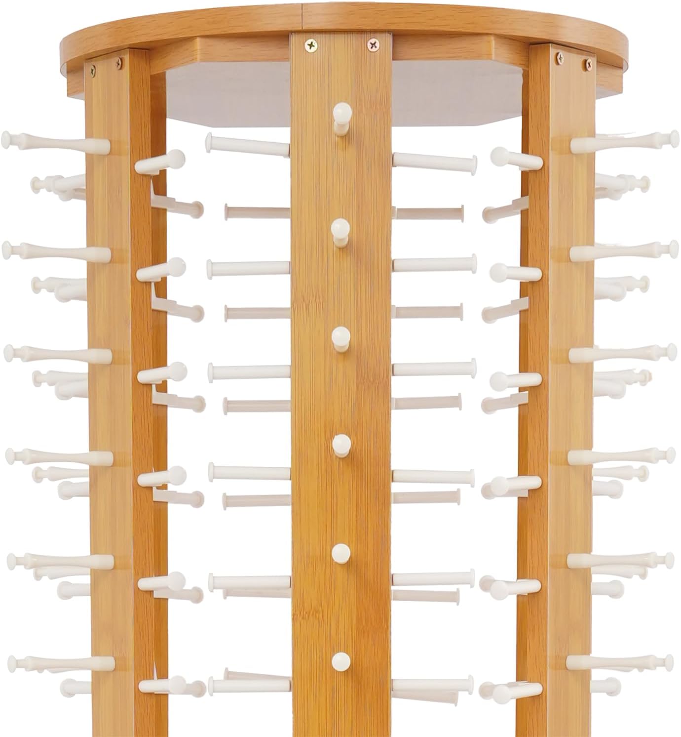 Sunglasses Display Rack, 108 Pairs Glasses Rack, 360° Rotating Eyeglasses Storage Organizer, Floor-standing Eyewear Holder, Glasses Display Stand with Storage Cabinet & Wheels, Wood Color