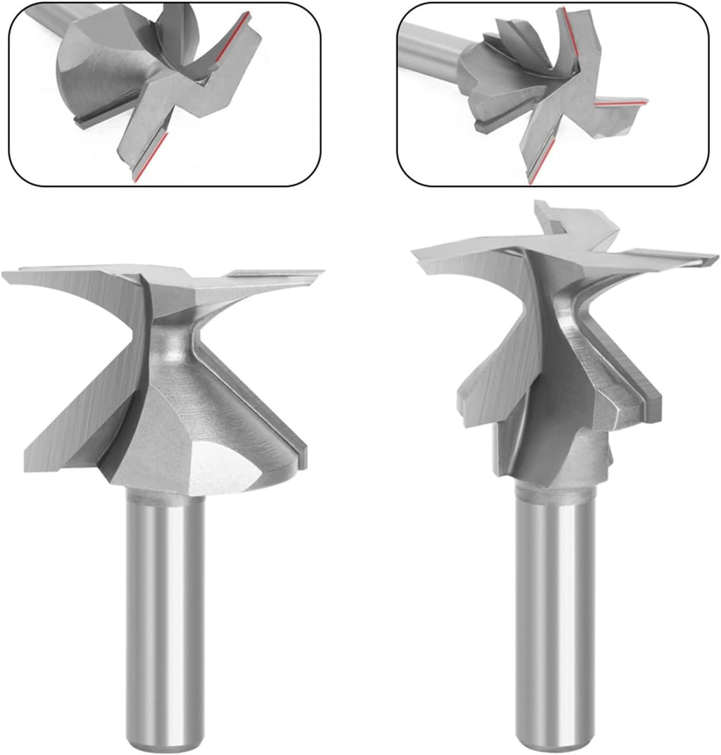 Lathe Turning Tool Set 1PC 1/4 Handle 1/2 Handle Arc Integrated Knife 2 Edges, 3 Edges with Seams Woodworking Milling Cutter Cutting Tool for Lathe Machine(6.35 Shank 2 Blades)