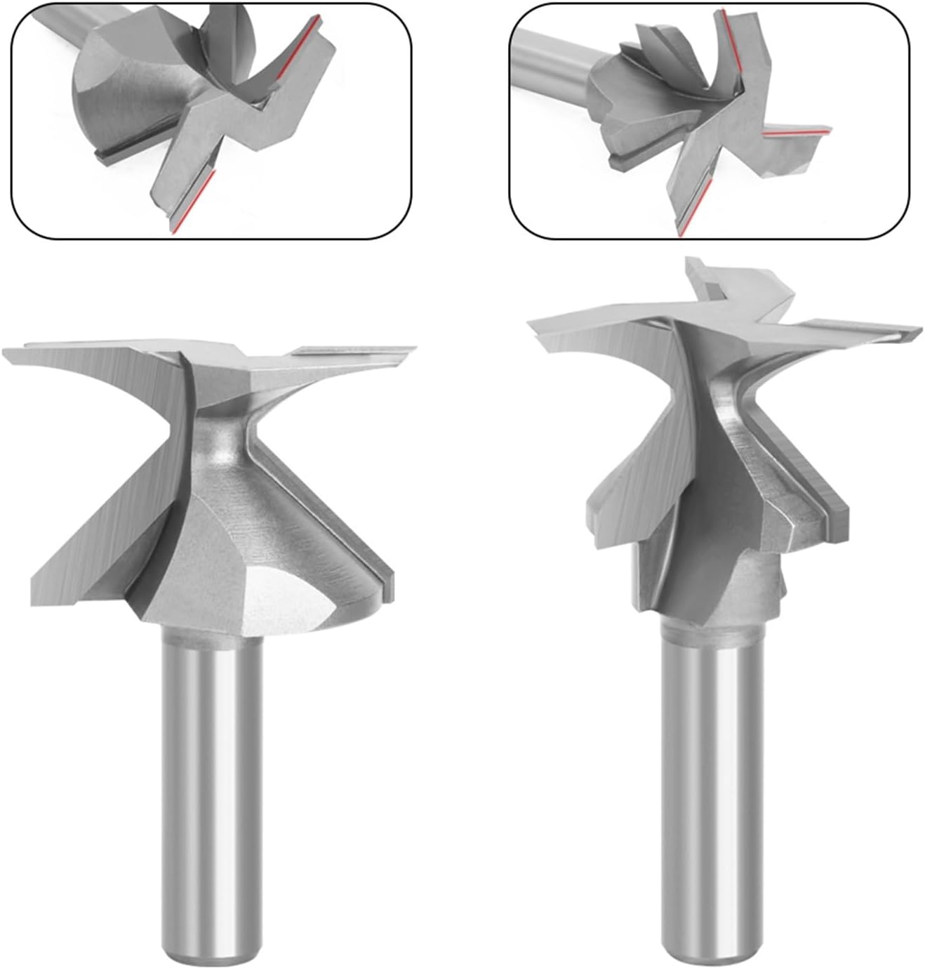 Lathe Turning Tool Set 1PC 1/4 Handle 1/2 Handle Arc Integrated Knife 2 Edges, 3 Edges with Seams Woodworking Milling Cutter Cutting Tool for Lathe Machine(6.35 Shank 2 Blades)