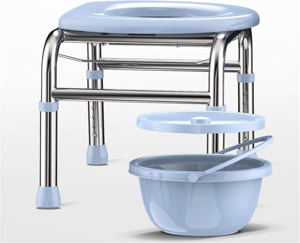 Toilet Chair Bedside Commode Chair - Heavy Duty Steel, Adult Handicap Chair, Portable Toilet Seat with Bucket