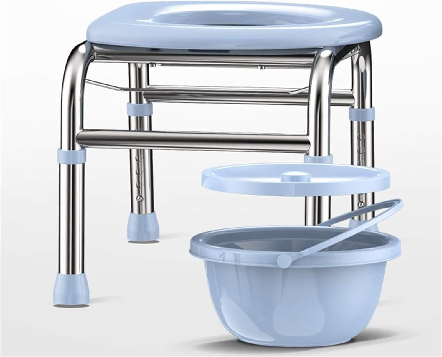 Toilet Chair Bedside Commode Chair - Heavy Duty Steel, Adult Handicap Chair, Portable Toilet Seat with Bucket